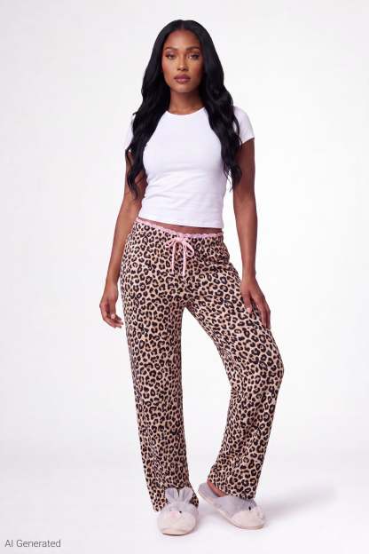 Lace Trim Printed Pajama Pant