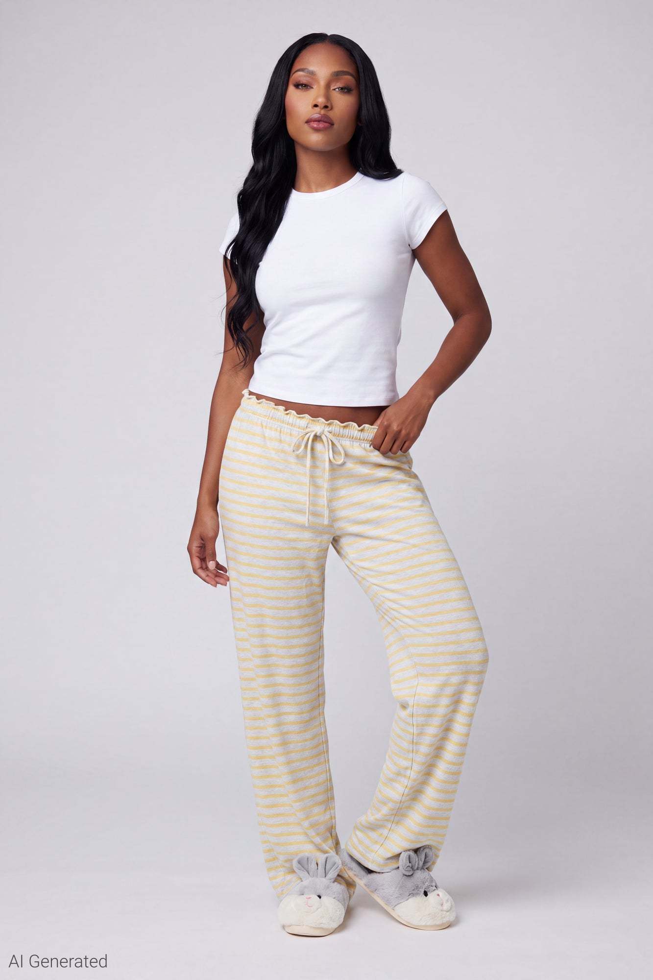 Lace Trim Printed Pajama Pant