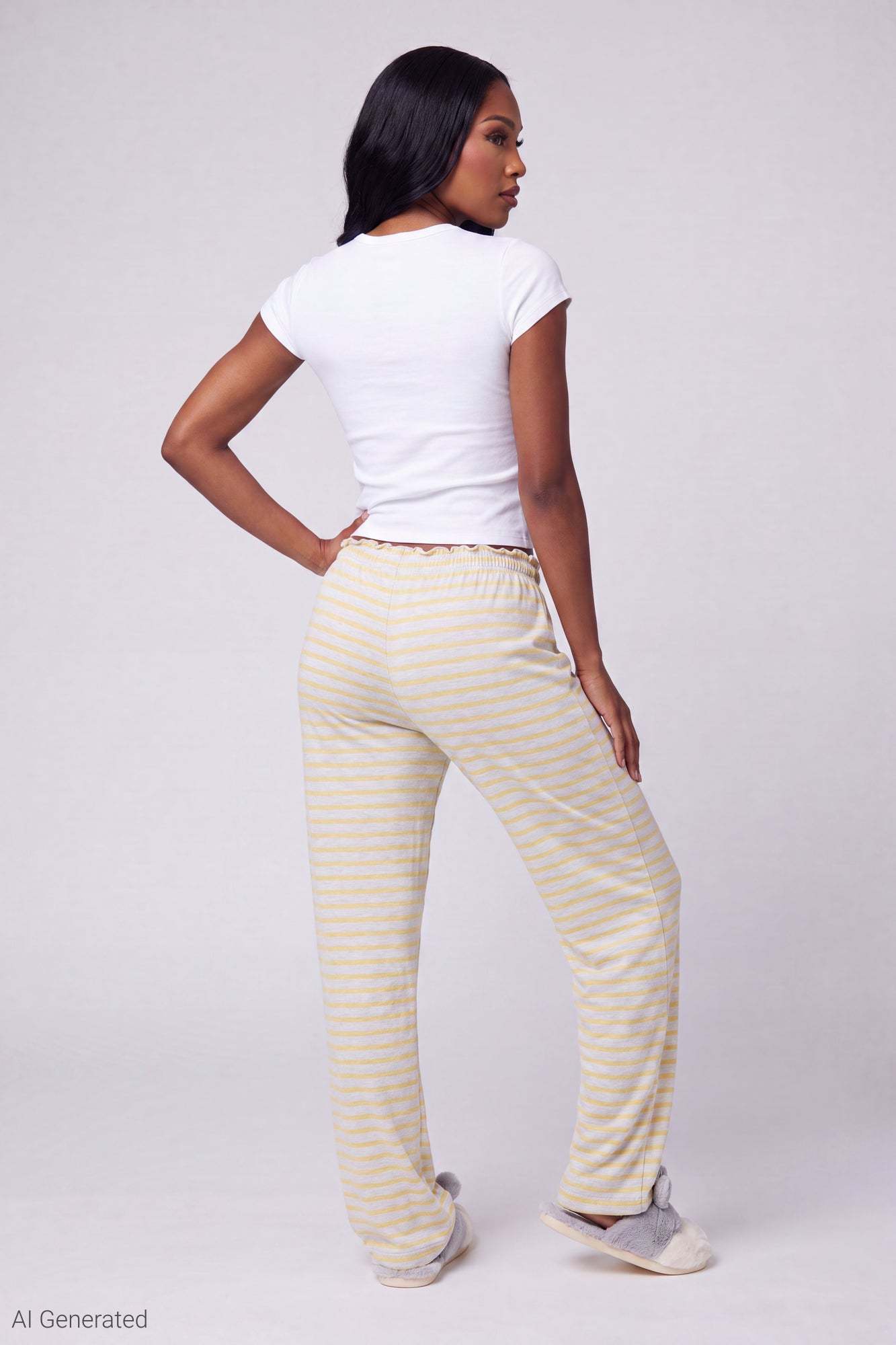 Lace Trim Printed Pajama Pant