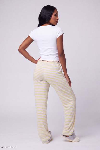 Lace Trim Printed Pajama Pant