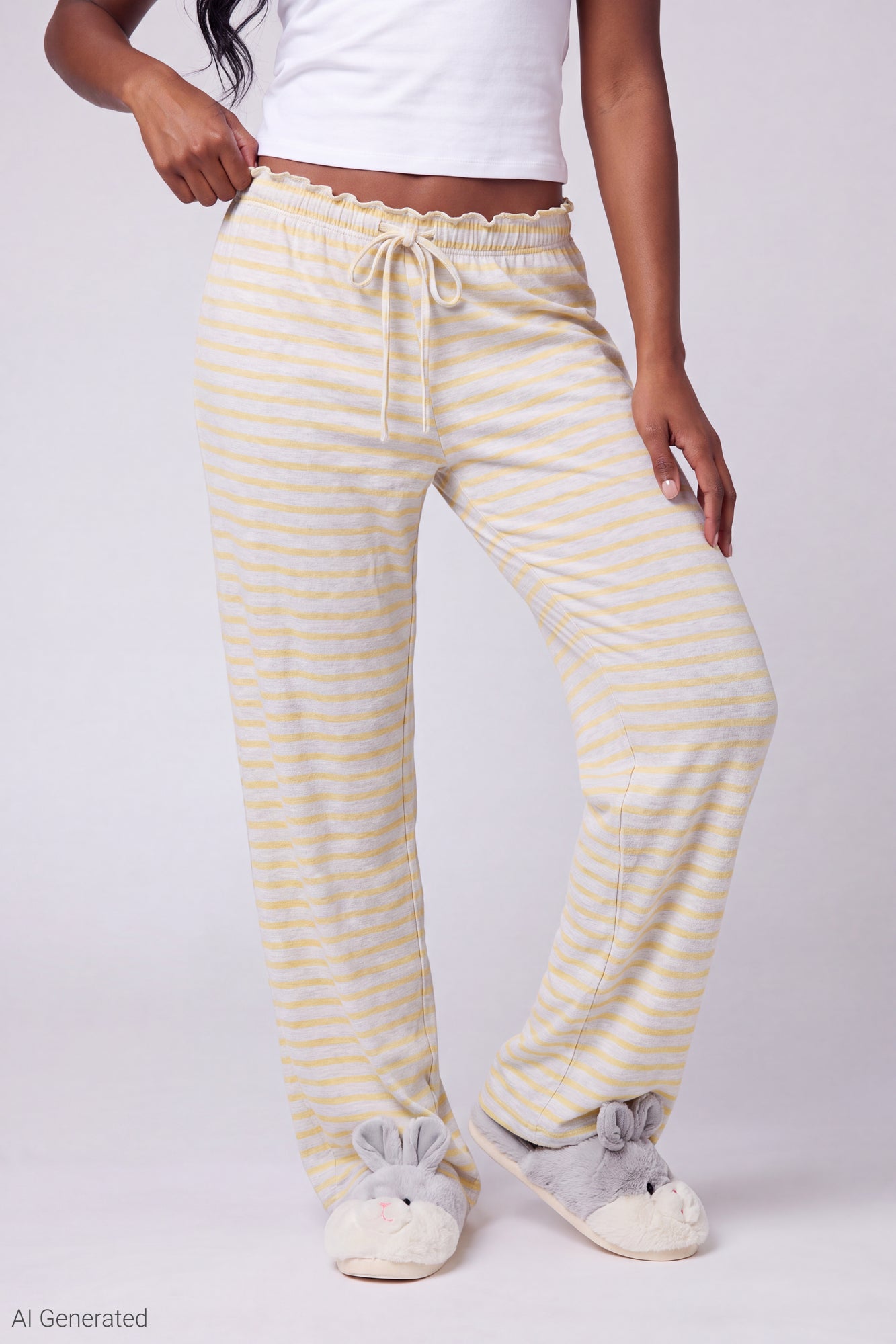 Lace Trim Printed Pajama Pant