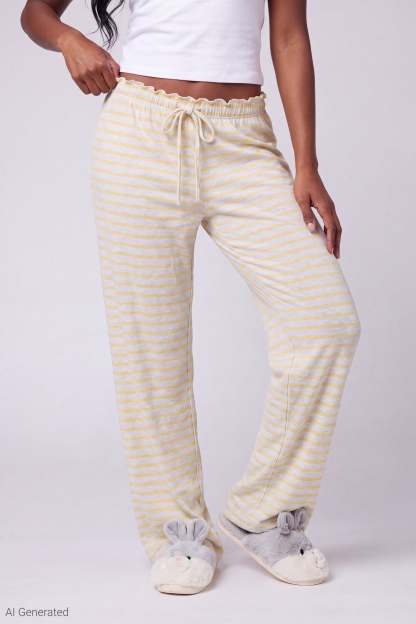 Lace Trim Printed Pajama Pant