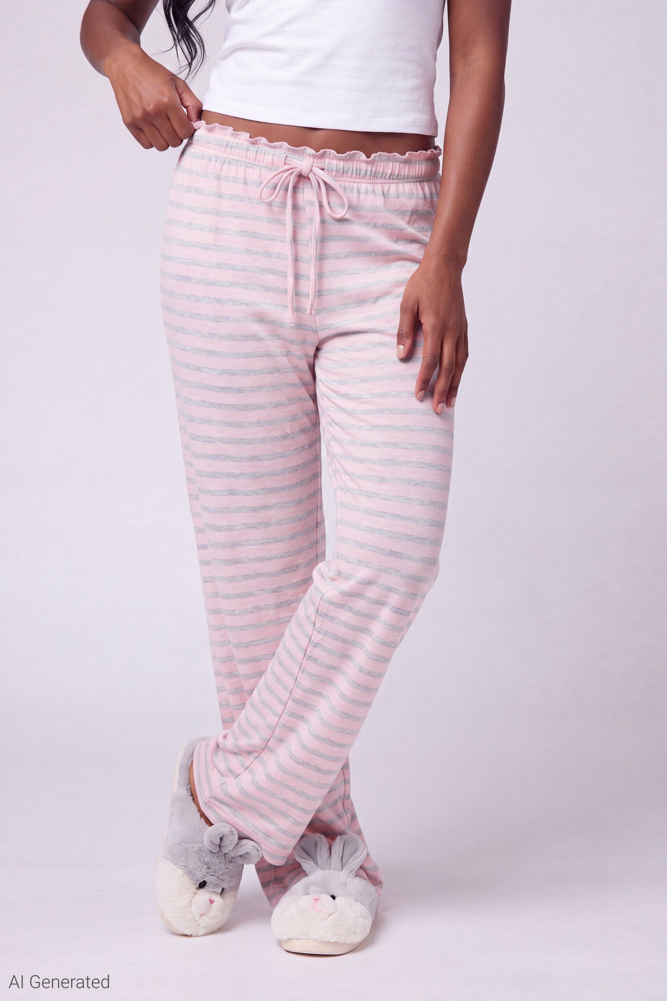 Lace Trim Printed Pajama Pant