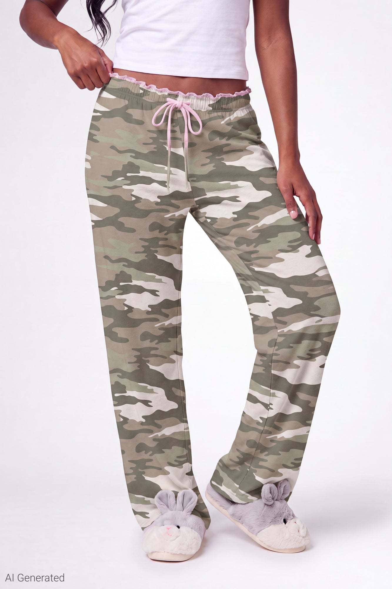 Lace Trim Printed Pajama Pant