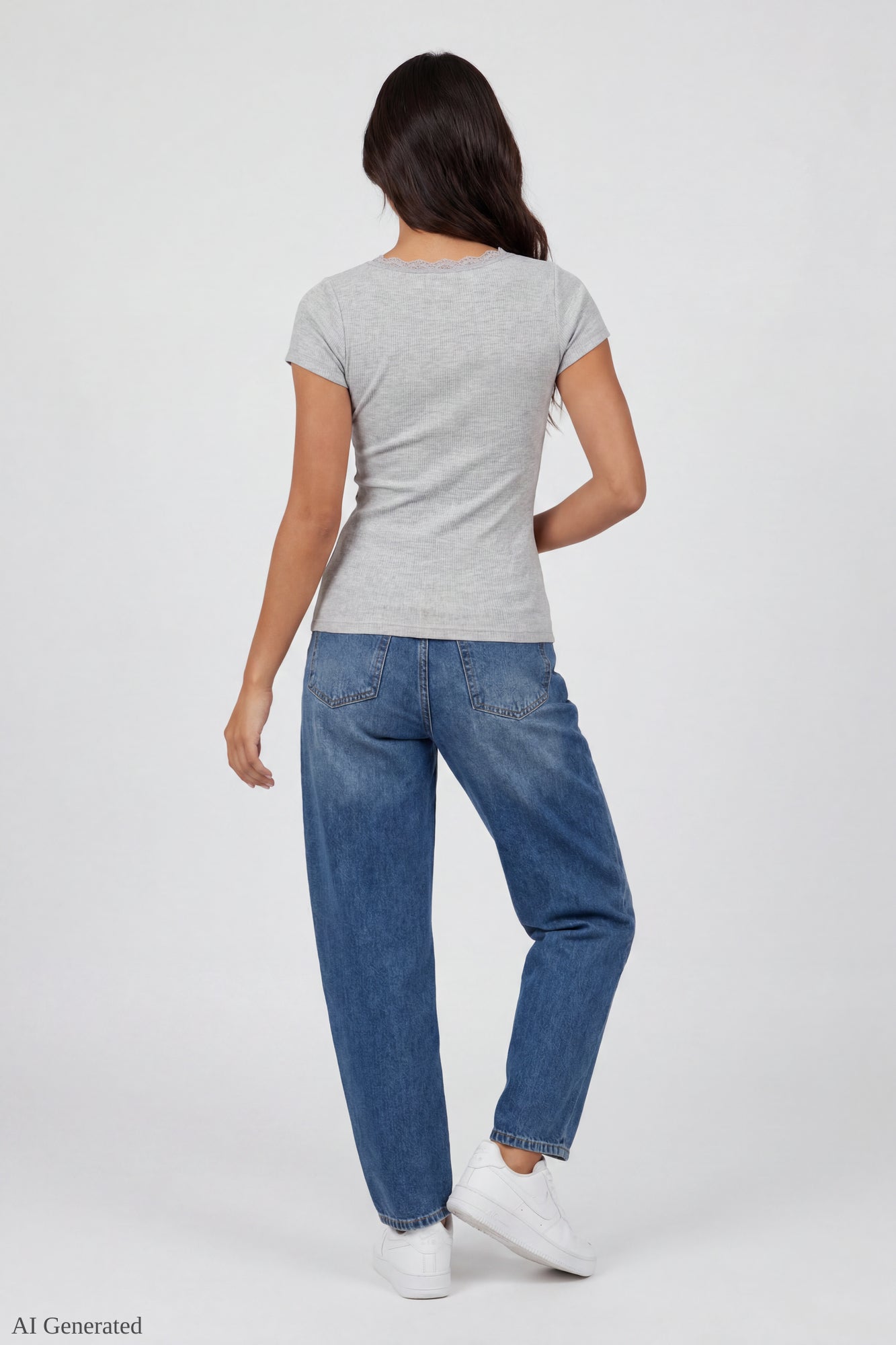 Ribbed Lace Trim Short Sleeve Top