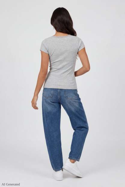 Ribbed Lace Trim Short Sleeve Top