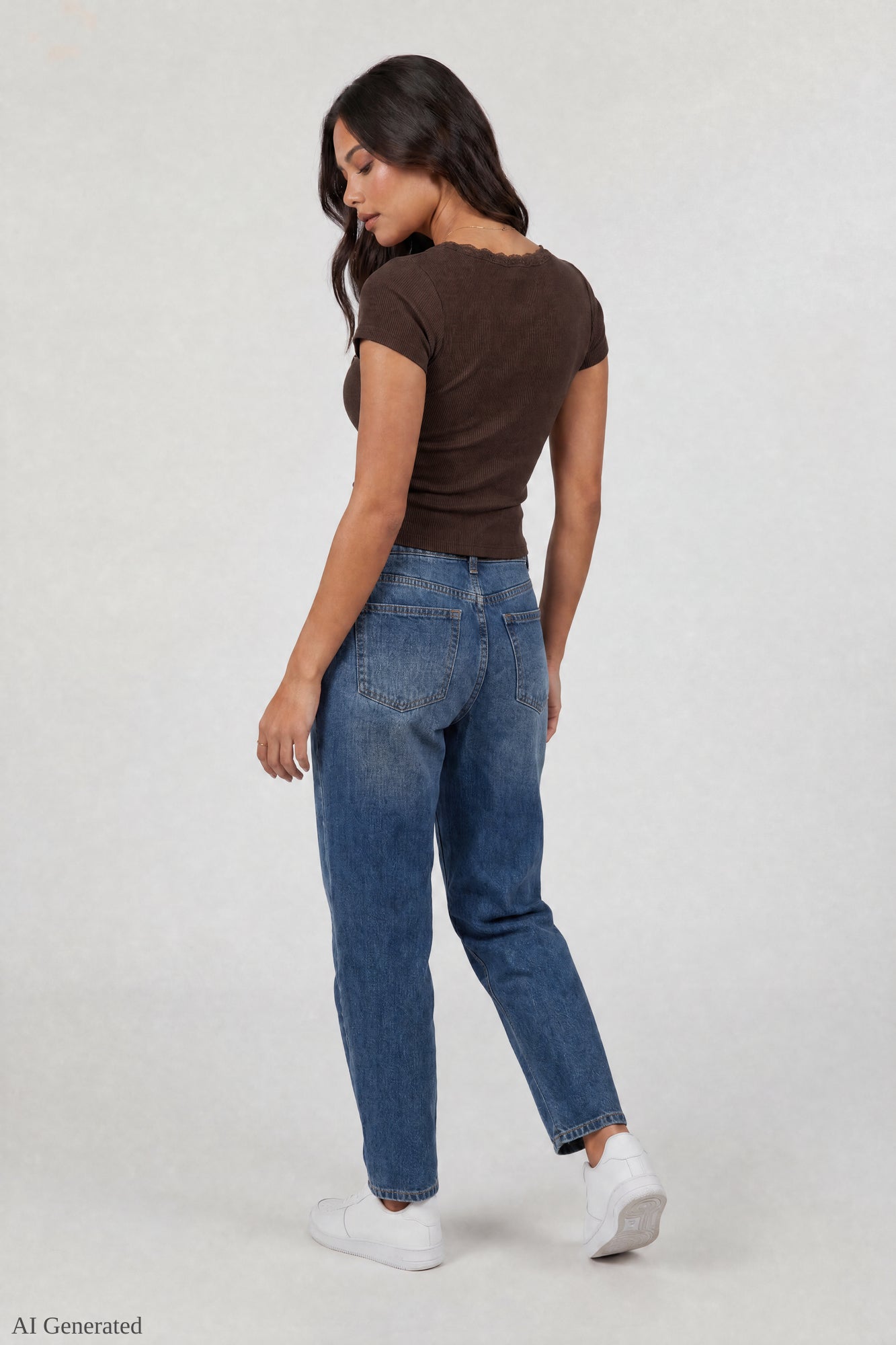 Ribbed Lace Trim Short Sleeve Top
