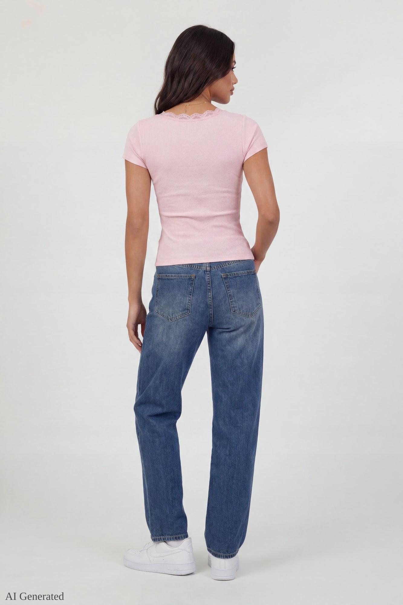 Ribbed Lace Trim Short Sleeve Top