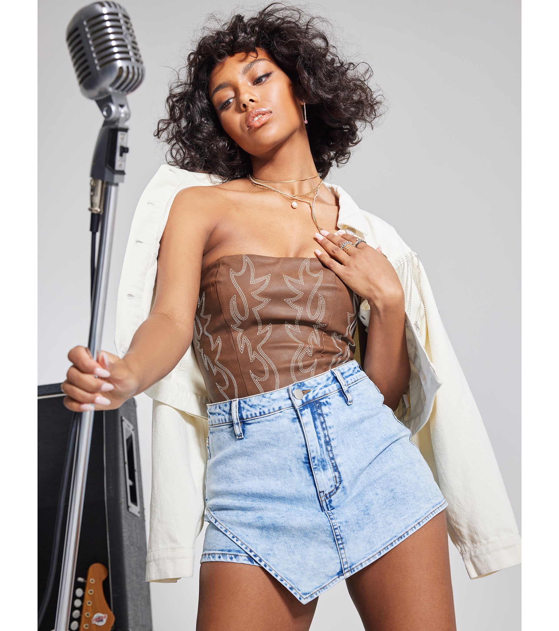 Rocker-Chic Rhinestone Fringe Denim Jacket