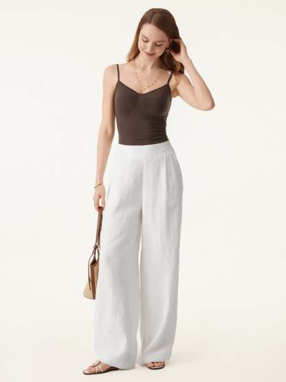 Breezy Linen-Like Mid Rise Wide Leg Pant with Pockets