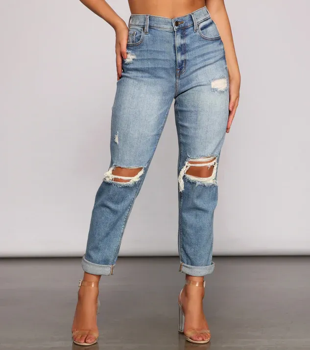 Rocky High-Rise Destructed Boyfriend Jeans