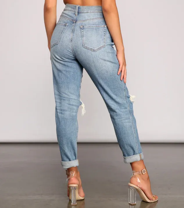 Rocky High-Rise Destructed Boyfriend Jeans