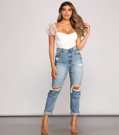 Rocky High-Rise Destructed Boyfriend Jeans