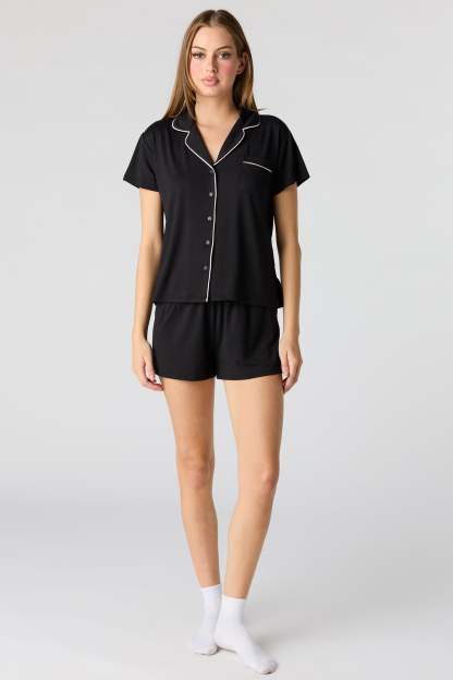 Button-Up Top & Short Pajama Set
