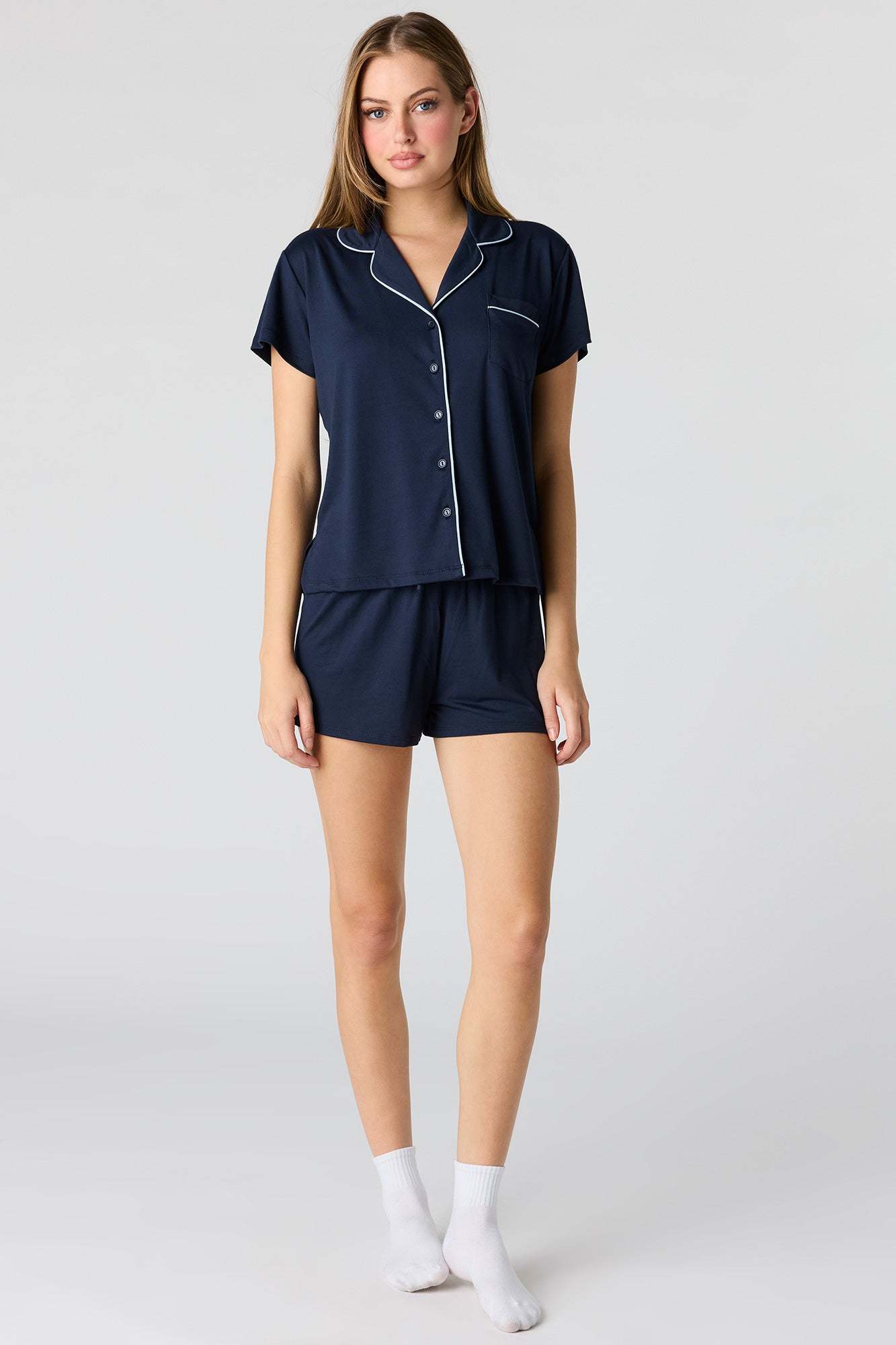 Button-Up Top & Short Pajama Set