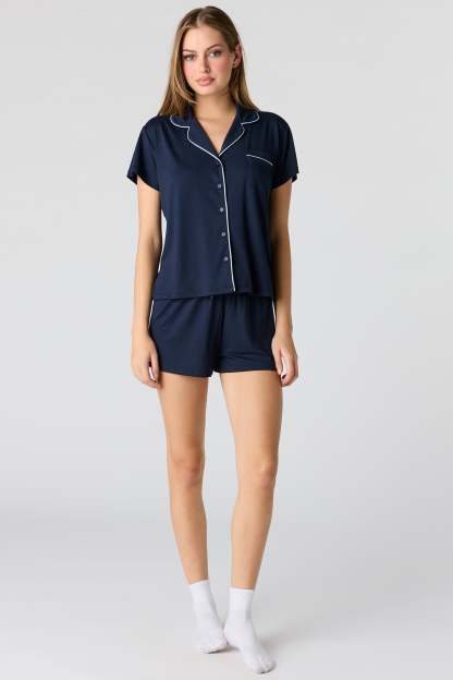 Button-Up Top & Short Pajama Set