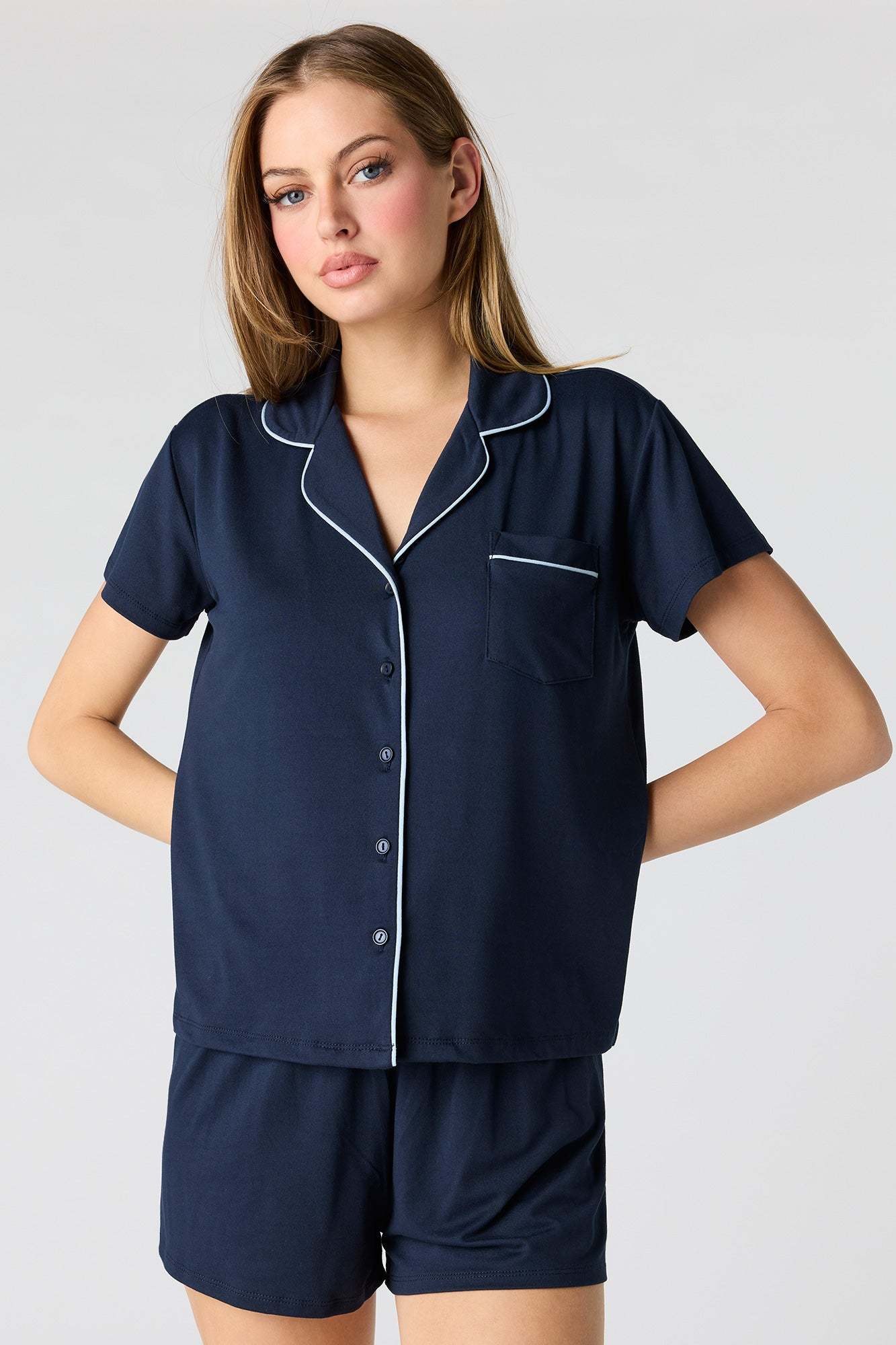 Button-Up Top & Short Pajama Set