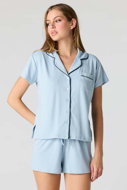 Button-Up Top & Short Pajama Set
