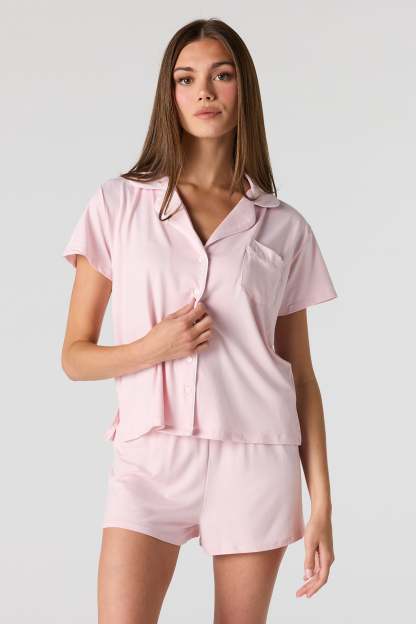 Button-Up Top & Short Pajama Set