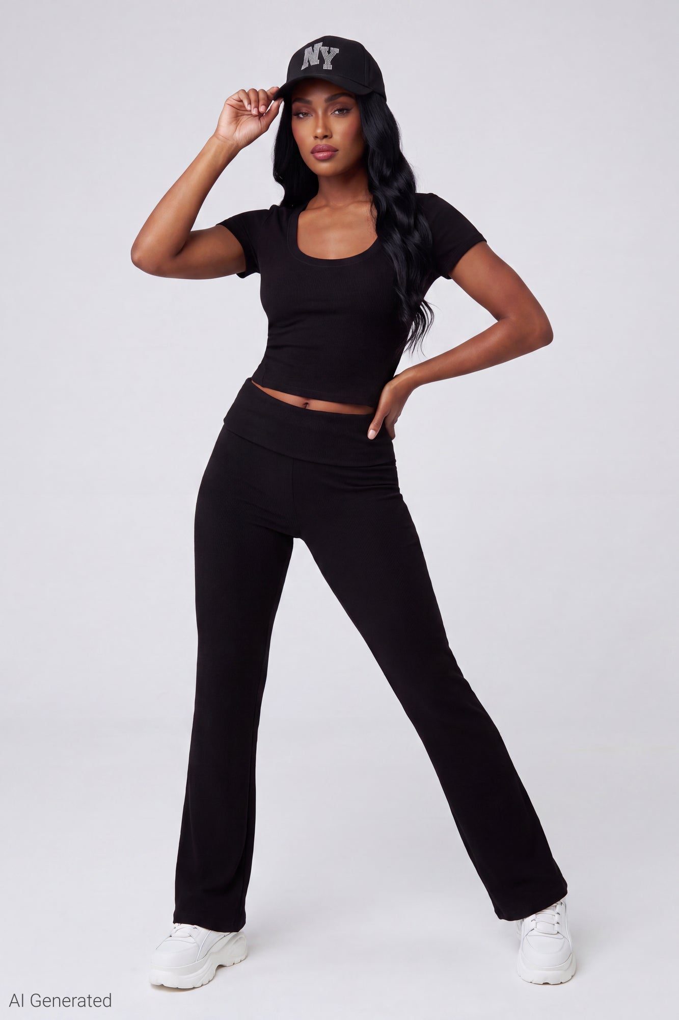 Soft Ribbed T-Shirt & Flare Pant Set