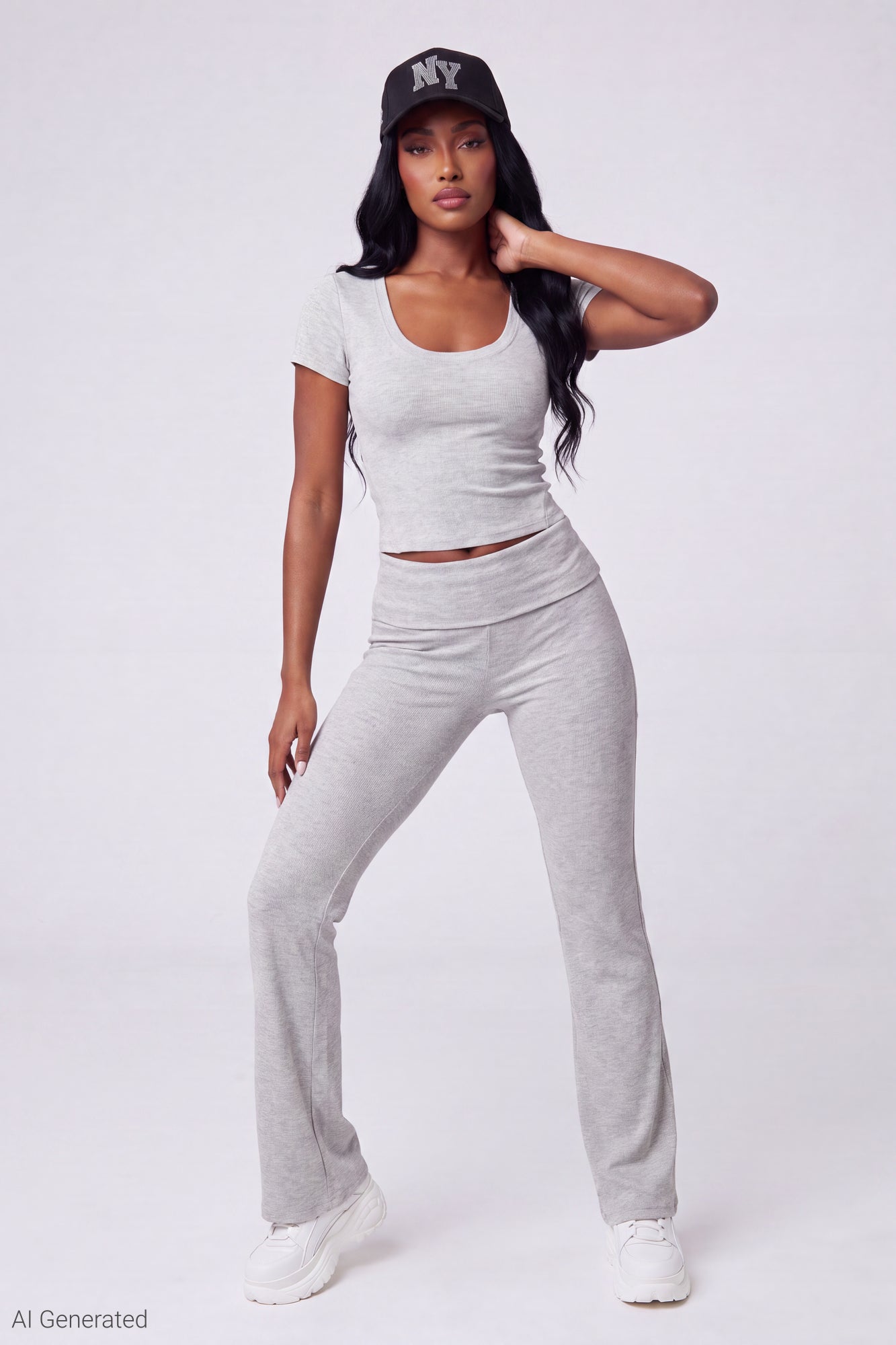 Soft Ribbed T-Shirt & Flare Pant Set