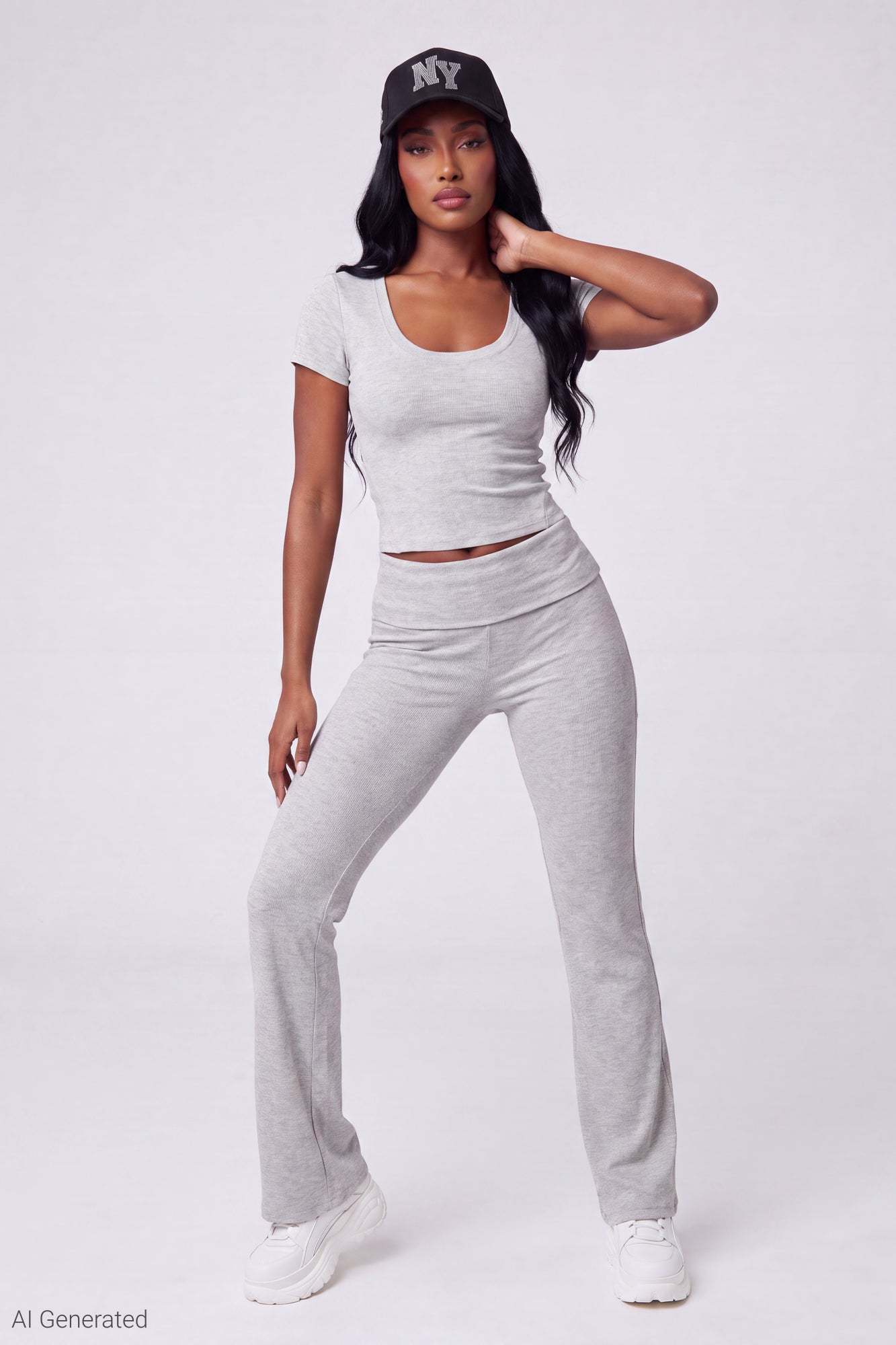 Soft Ribbed T-Shirt & Flare Pant Set