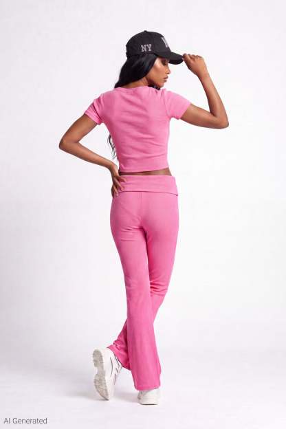 Soft Ribbed T-Shirt & Flare Pant Set