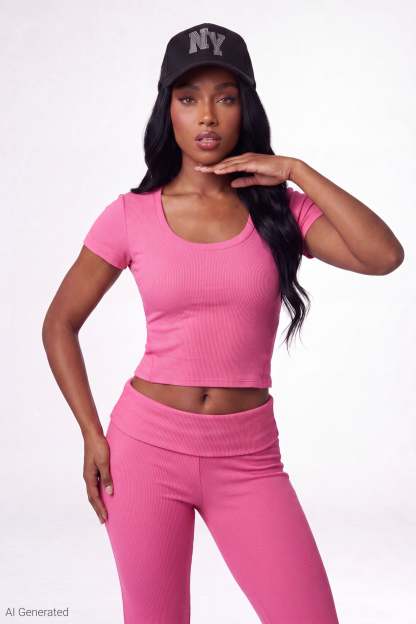 Soft Ribbed T-Shirt & Flare Pant Set