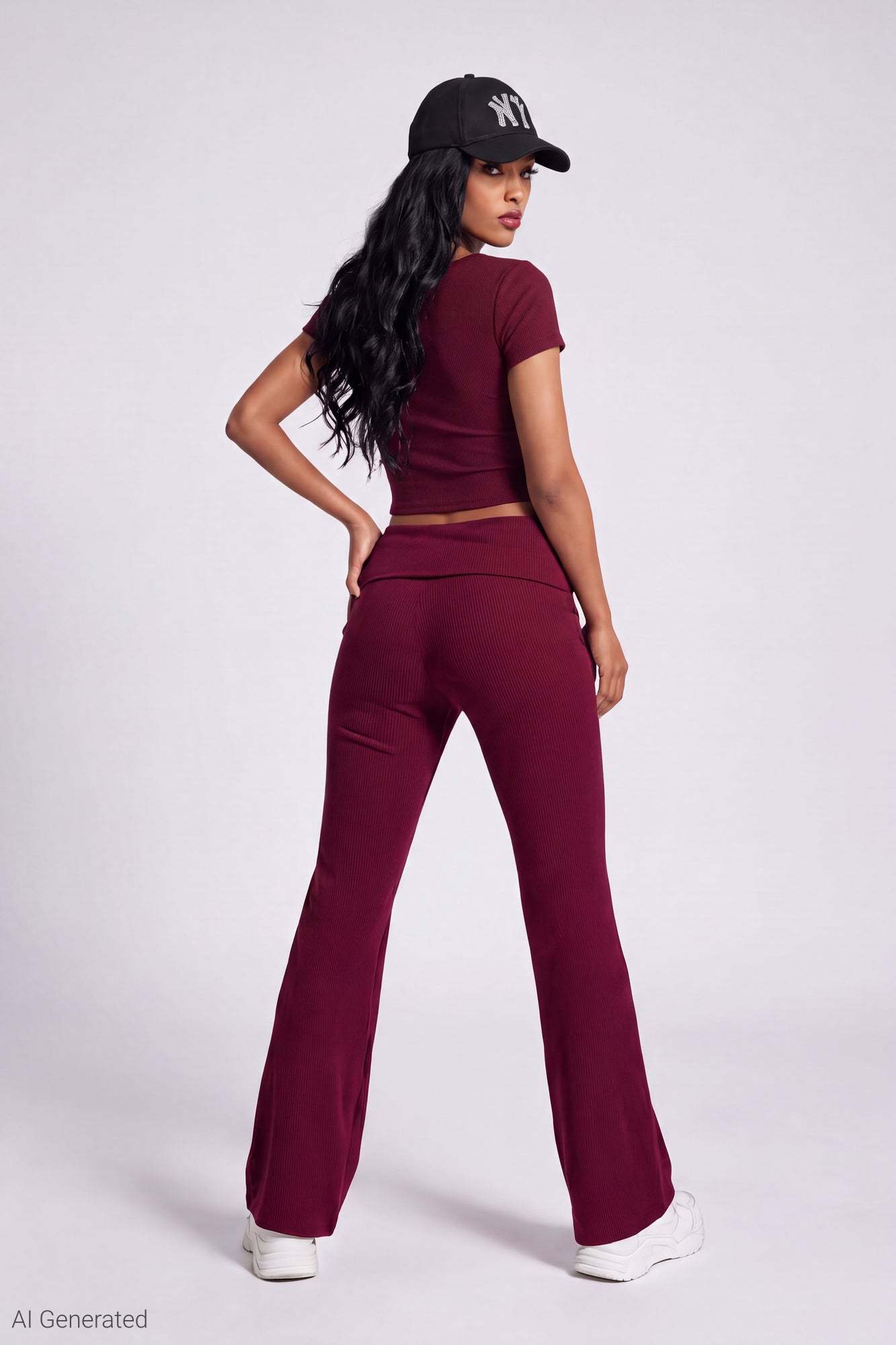Soft Ribbed T-Shirt & Flare Pant Set