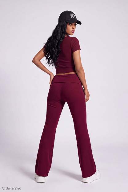 Soft Ribbed T-Shirt & Flare Pant Set