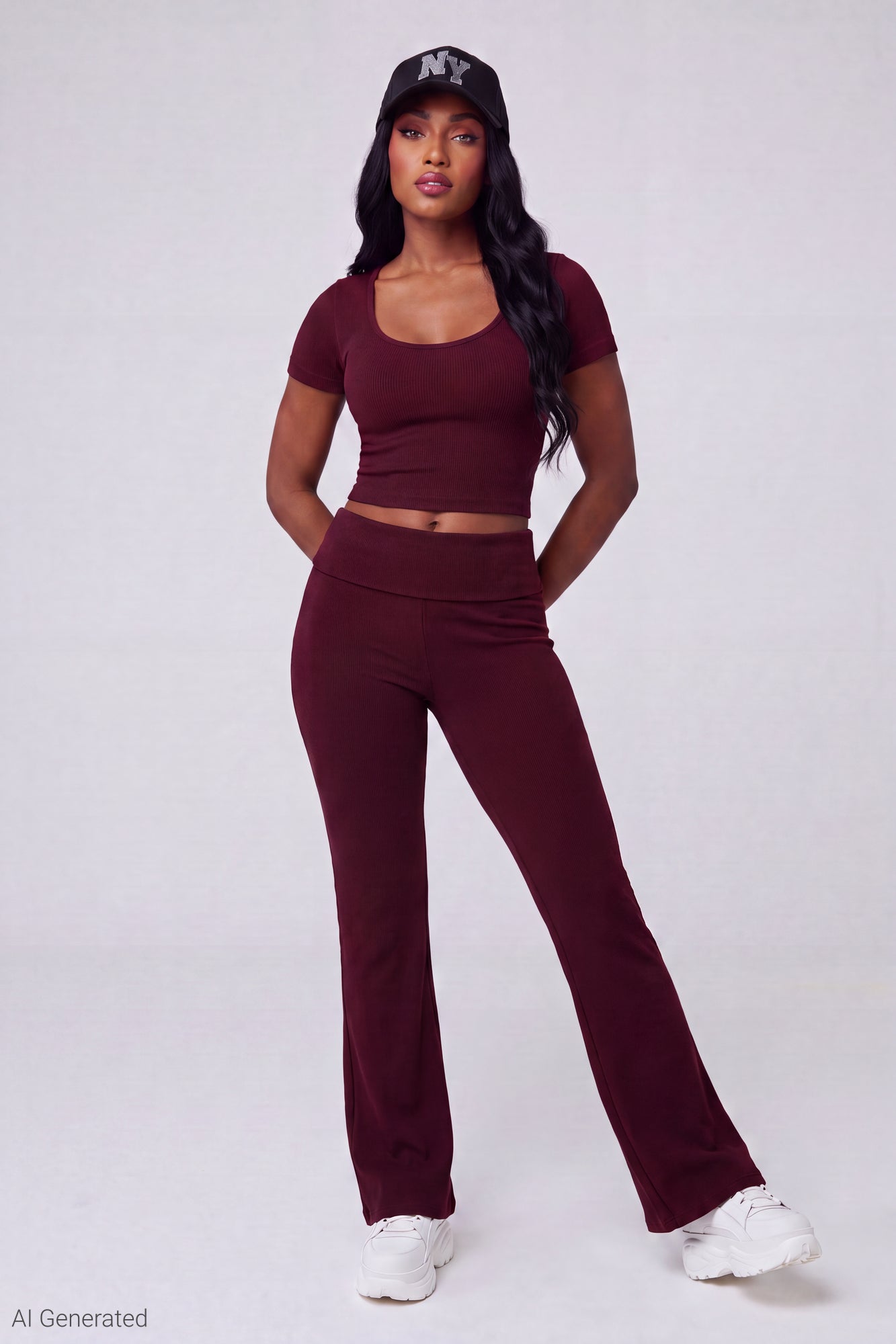Soft Ribbed T-Shirt & Flare Pant Set