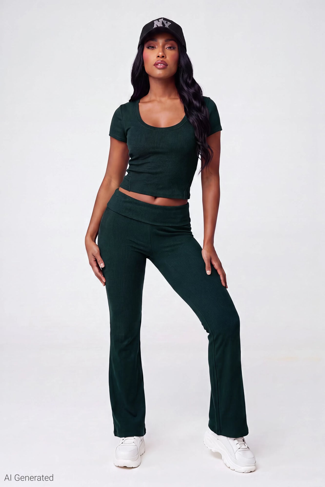 Soft Ribbed T-Shirt & Flare Pant Set