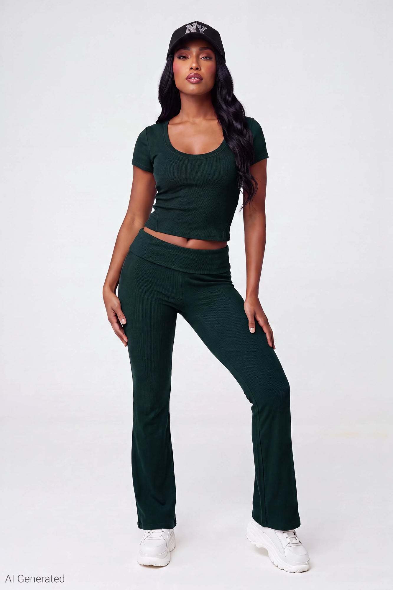 Soft Ribbed T-Shirt & Flare Pant Set