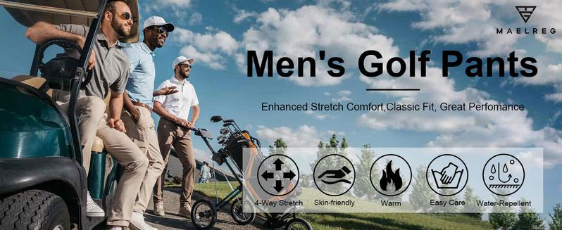 M MAELREG Men’s Golf Fleece Pants Warm Windproof Stretch Casual Outdoor Trousers Daily Wear 30"/32"/34"