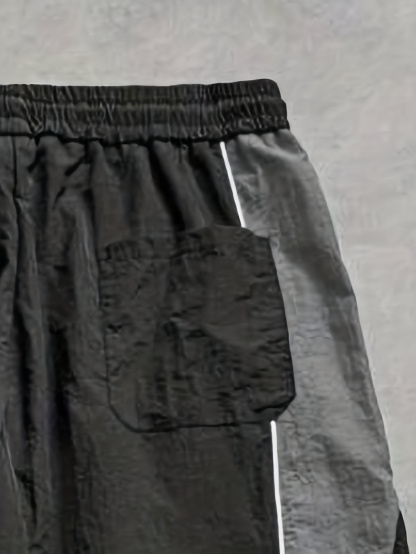 Men's High Street Patchwork Tracksuit Reflective Windbreaker Jacket Athletic Joggers Techwear Set