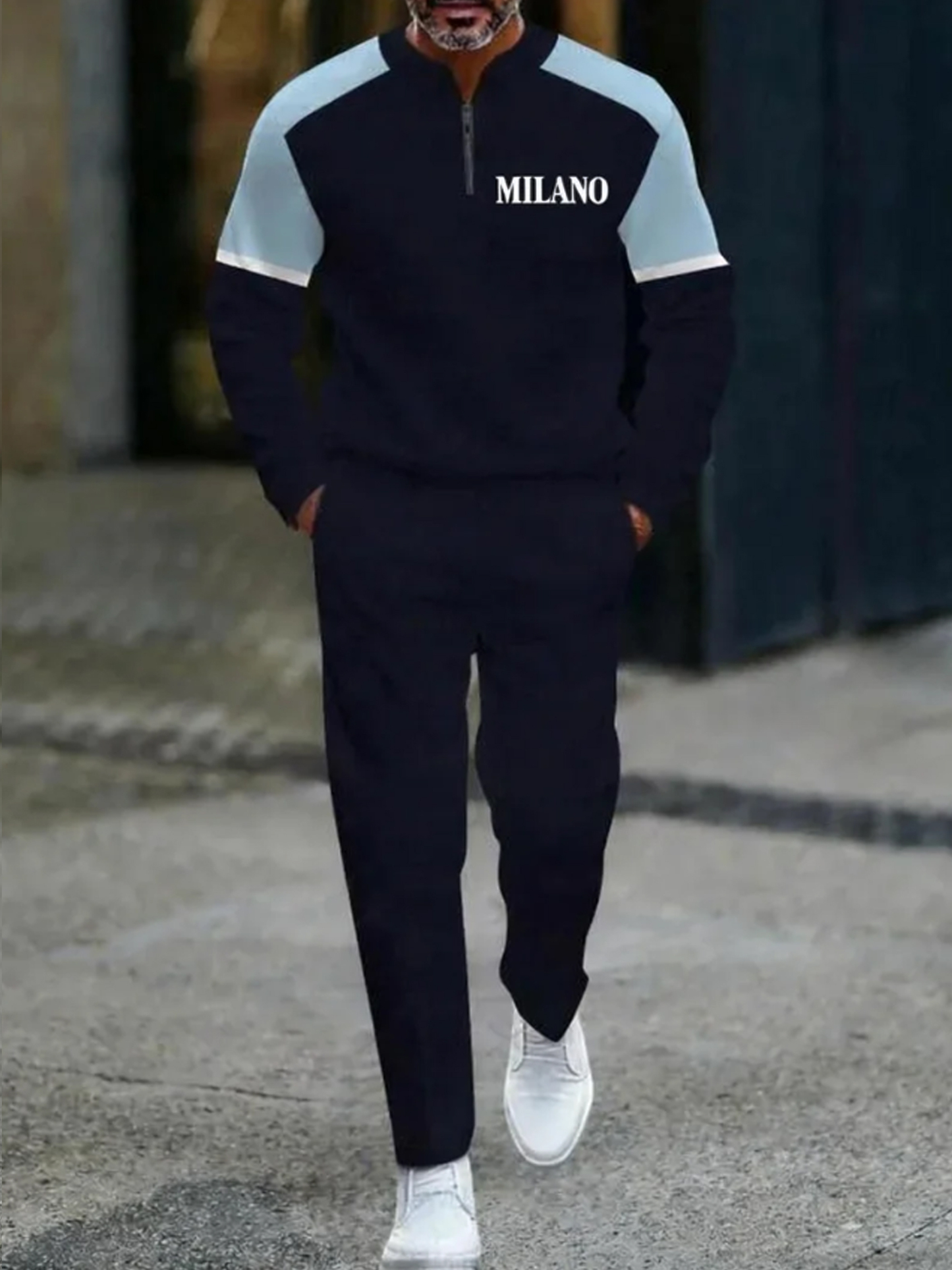 Zipper Long Sleeve Long Pants Two-Piece Set