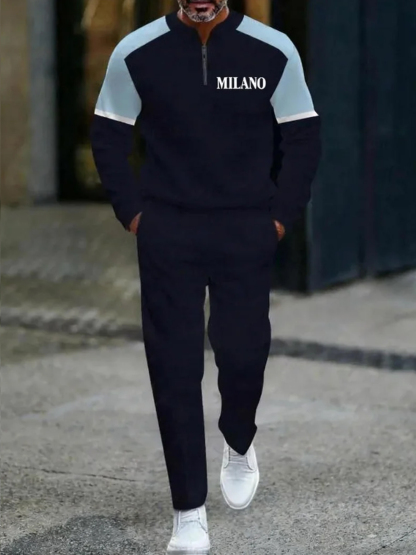 Zipper Long Sleeve Long Pants Two-Piece Set