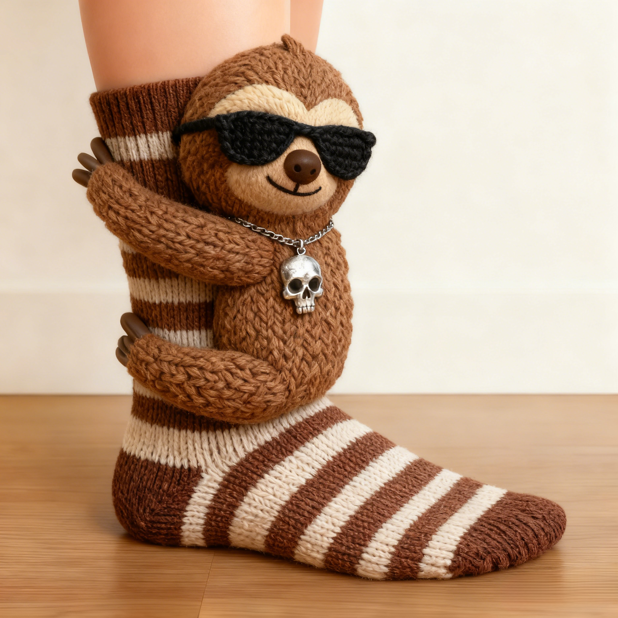 Sloth 3D Socks - Red Polka Dot 