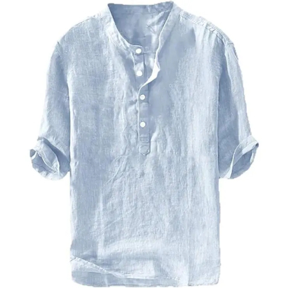 Men's Casual Linen 3/4 Sleeve Lightweight Henley Shirt