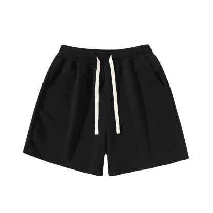 Men's Plain Drawstring Waist Sweat Short Unisex Sport Short