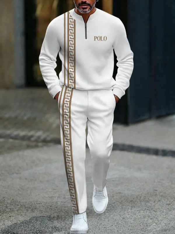 Zipper Long Sleeve Long Pants Two-Piece Set