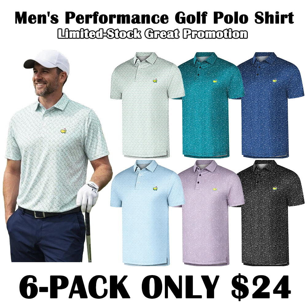 Men's Short Sleeve Moisture Wicking Embroidered Golf Polo Shirt 