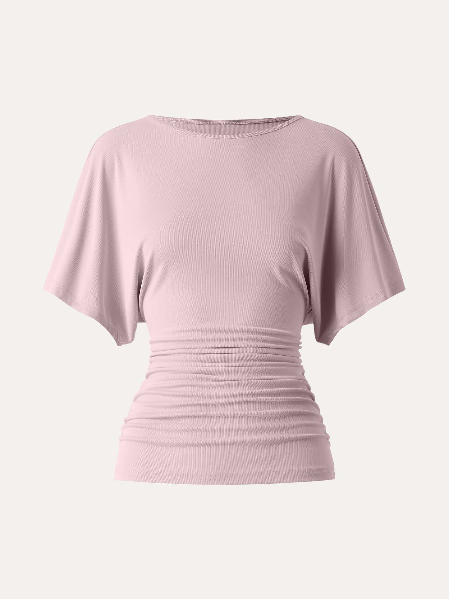 Effortless Boatneck Batwing Sleeve Side Ruched Top