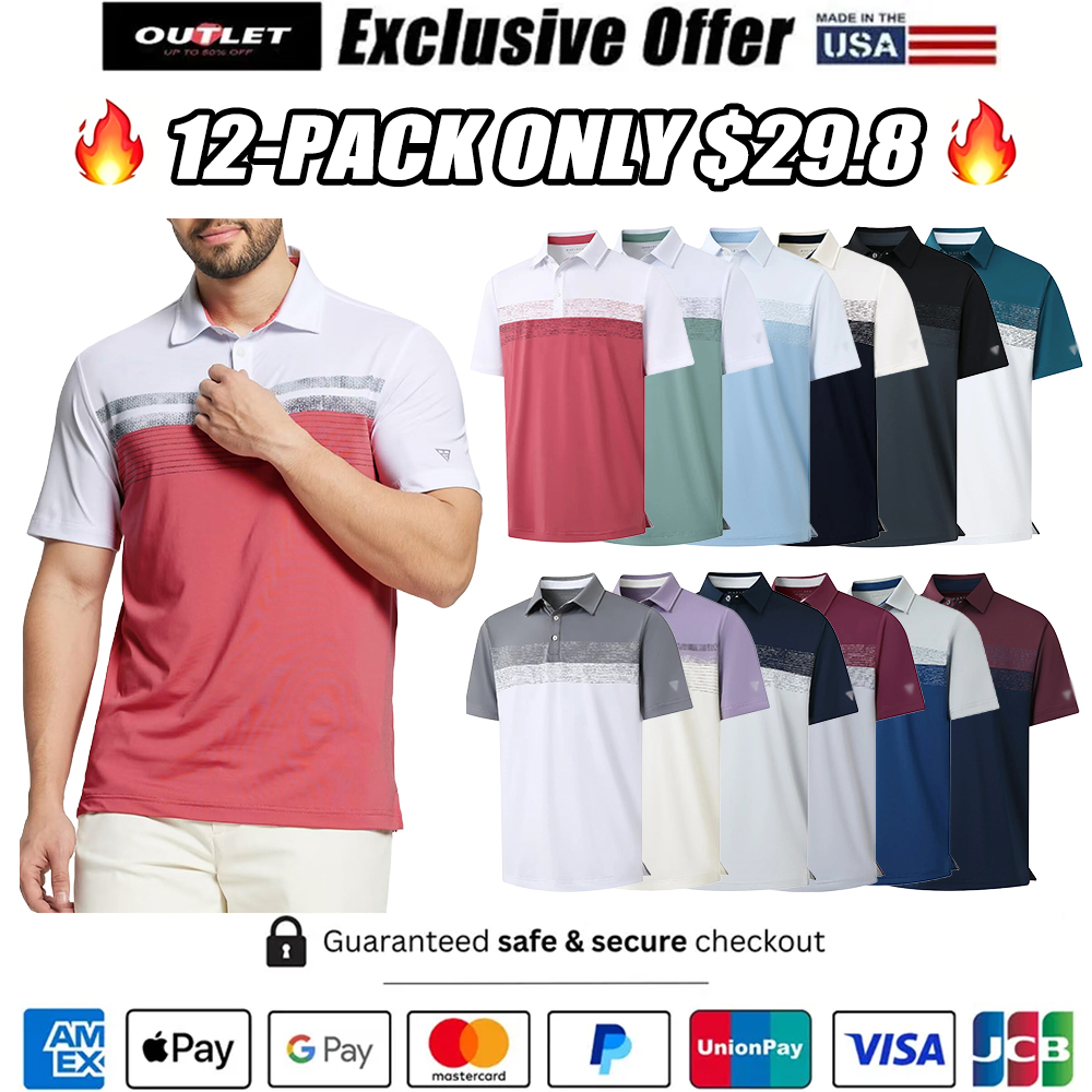Men's Polo Shirts Dry Fit Performance Color Block Shirt