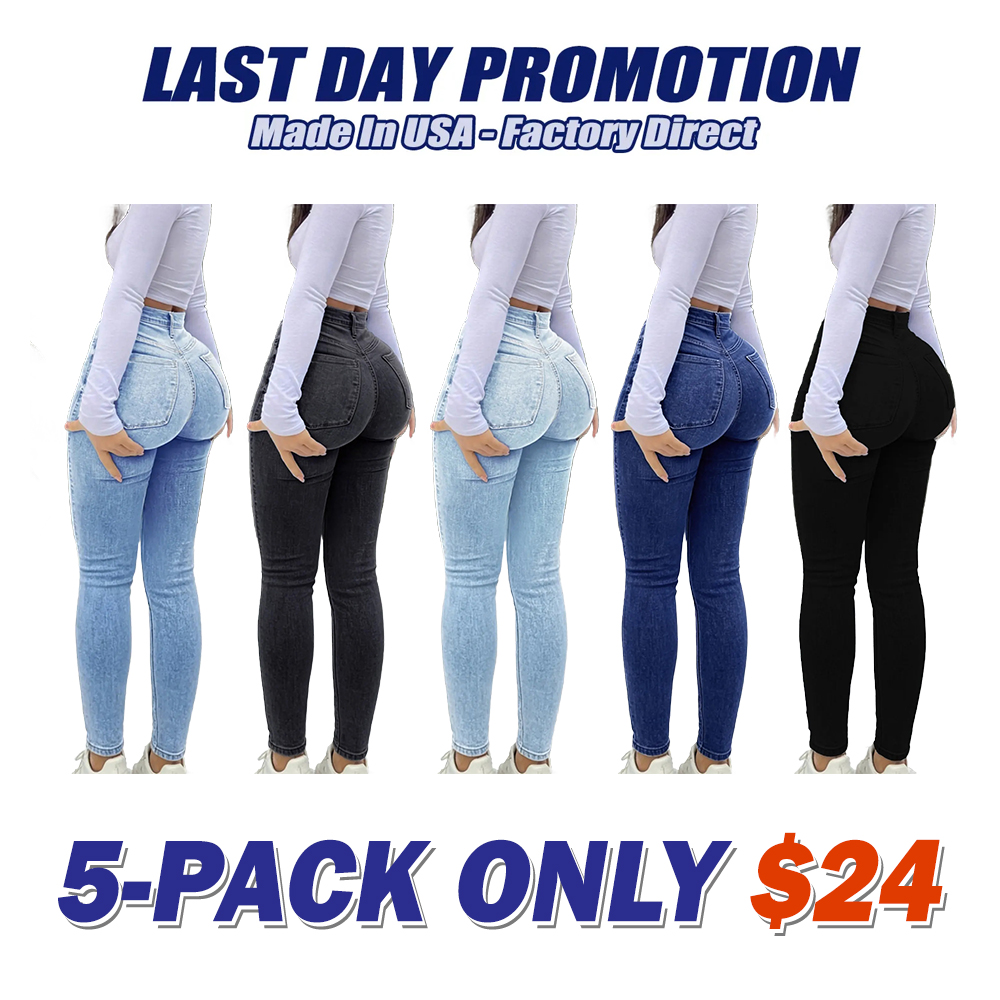 Women's Elegant High Waist Long Skinny Jeans Denim Pant