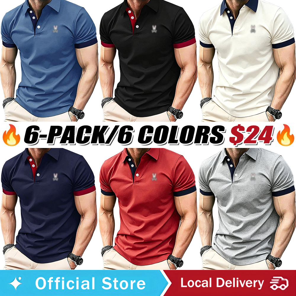 ⏰️Limited Time Sale⏰️Men’s Casual Contrast Trim Short Sleeve Golf Polo Shirt 