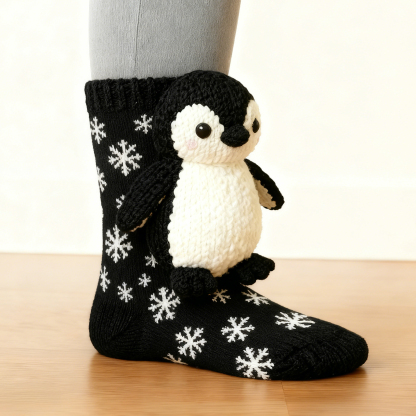 3D Cute Penguin Socks - Black
