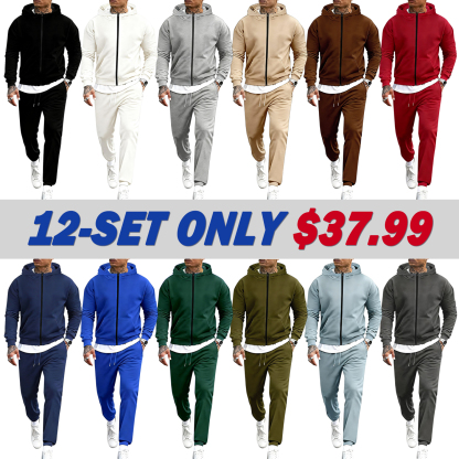 🔥Men's Tracksuits 2 Piece Outfits Long Sleeve Full Zip Hoodie and Sweatpants Jogging