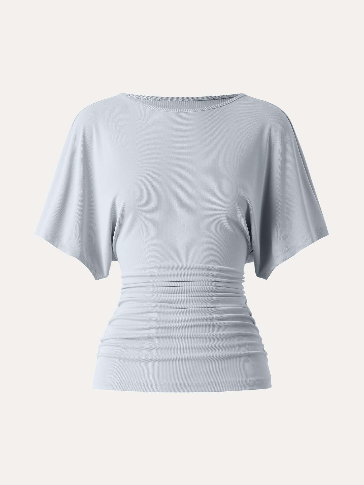 Effortless Boatneck Batwing Sleeve Side Ruched Top
