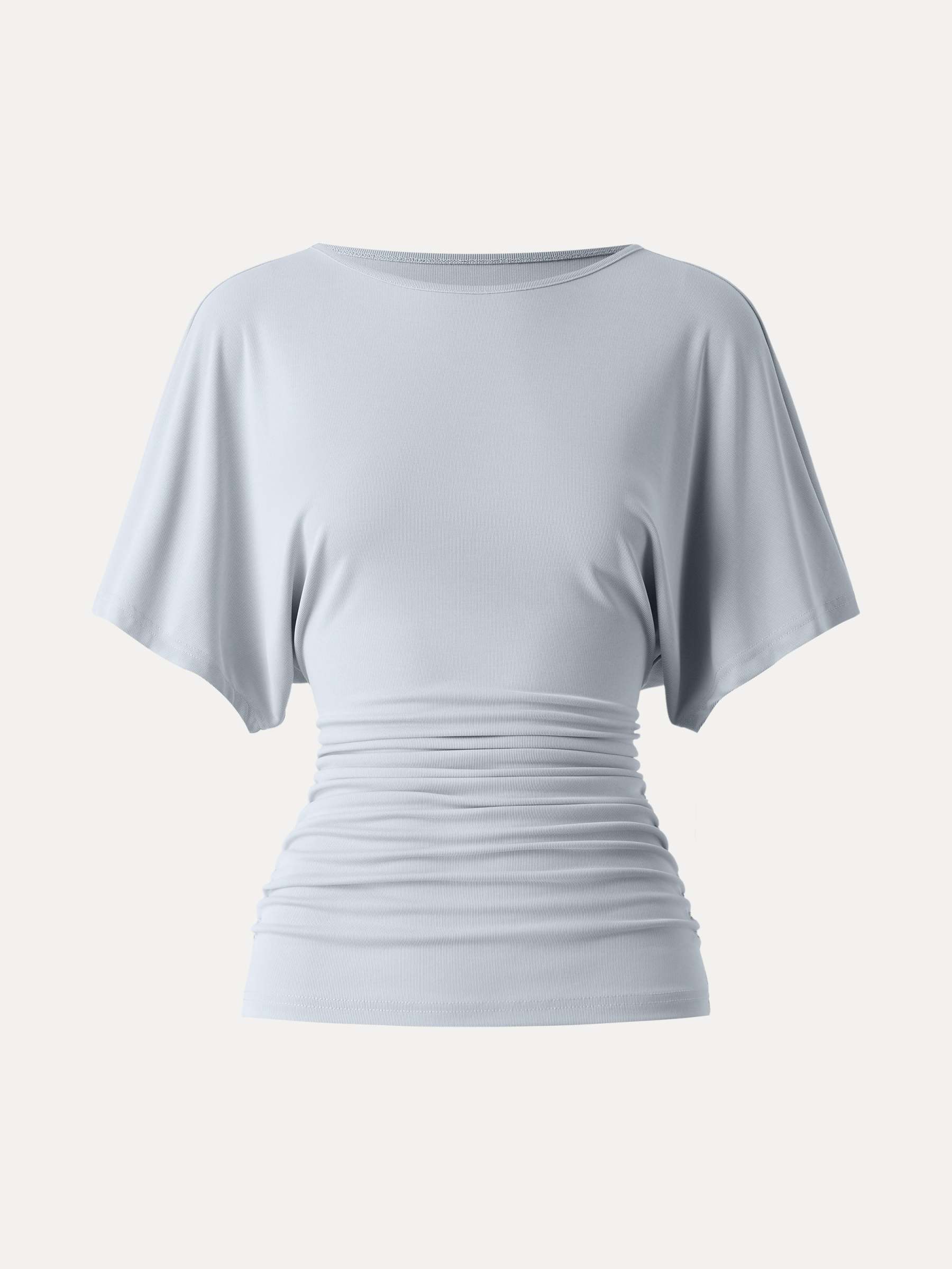 Effortless Boatneck Batwing Sleeve Side Ruched Top